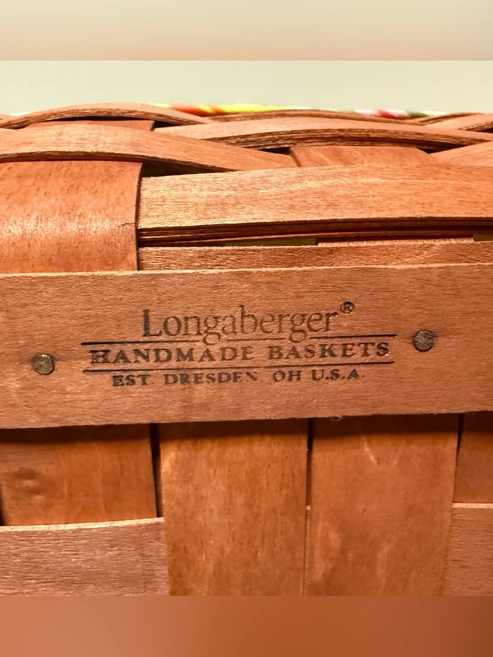 Like New Cinnamon Stain Longaberger Lunchbox Basket Set with Sunflower Liner